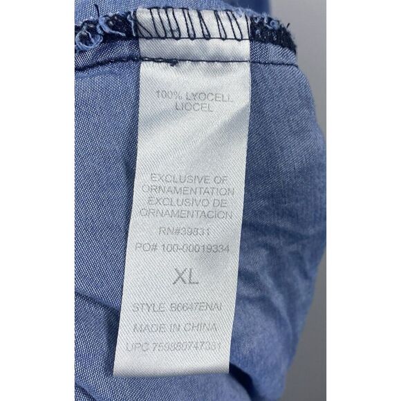 Democracy Womens Sz XL Boho‎ Western Dress Denim Chambray Embroidered Lyocell - Picture 5 of 5